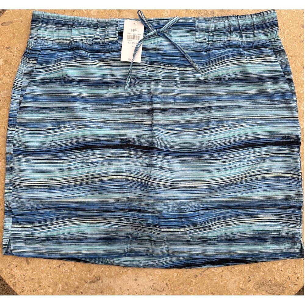 J.Jill Fit Women Blue Striped Active Skort Built-in Shorts Size Large NWT 117551